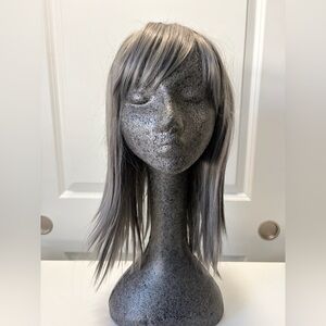 Theia Gun Metal Grey Medium Length Wig with Bangs